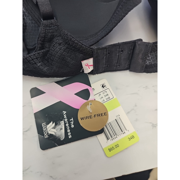 Wacoal Awareness Wire Free T-Shirt Bra 34B Black Full Coverage NEW $65 - Picture 4 of 4